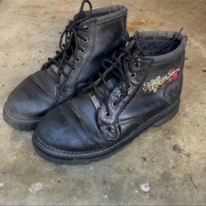 Vintage Harley Davidson leather lace up boots